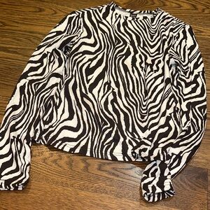 SHEIN Black and White Zebra Long Sleeve Top